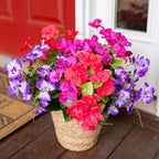 Hibiscus Artificial Flowers Plants for Outdoors Decoration, 6 Bundles Silk Hibiscus Bouquet Tropical Flowers Artificial Realistic UV Resistant Fake Flowers for Outside Planter Porch Patio Balcony, Mix