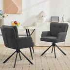 Fabric Dining Chair Set of 2 Modern Upholstered Swivel Dining Room Chairs Comfy Accent Armchair with Mid Back, Desk Arm Chair No Wheels for Kitchen/Living Room/Dining Room, Grey