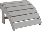 Sundale Outdoor Folding Plastic Adirondack Ottoman, All-Weather Adirondack Chair Footrest, Fade and Rust Resistant, Perfect for Outside Patio Garden Pool Yard Grey