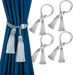 Curtain Tiebacks with Tassel,Modern Rope Window Curtain Ties Backs for Draperies, Outdoor Elegant Decorative Curtain Holdbacks 4 Pack