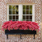 Uieke 72 Bundles Artificial Fake Flowers Outdoor UV Resistant Faux Plants Plastic Cemetery Flowers No Fade Outside Home Garden Porch Window Box Summer Décor -Rose Red