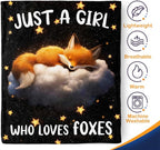 Fox Blanket Gifts for Kids Woman - Just A Girl Who Loves Foxes Themed Cute Animal Lovers Throw for Teen Adults Soft Fleece Cozy Bed Couch Decor Birthday Christmas Lightweight Blanket 50"x60"