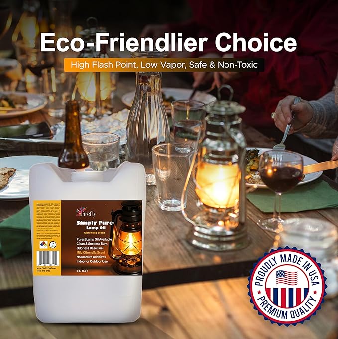Firefly Kosher Citronella Paraffin Lamp Oil - Smokeless, Virtually Odorless, Long-Lasting- 5 Gallons