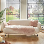 AMTOVO Faux Sheepskin Rug, Pink Ultra Soft Fluffy Shag Area Rug, 2 x 6 ft Faux Fur Rug for Bedroom Sofa Throw Cushion Room Decor, Sheepskin