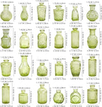 Embossed Bud Vases Set of 24, Vintage Flower Vase Green Glass Mini Vases for Centerpieces, Decorative Small Vase Bulk for Flowers, Wedding Table Decorations, Party, Baby Shower, Home Decor,