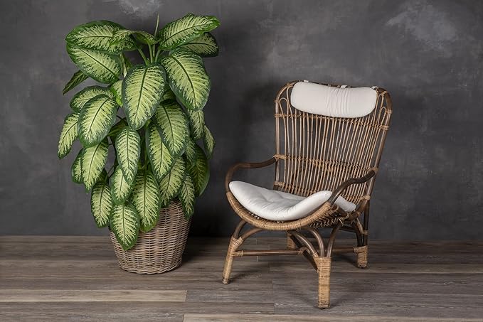 Rattan Kobo Indoor Outdoor Planter Basket with Plastic Pot X Large 12 Gallon Soil Capacity