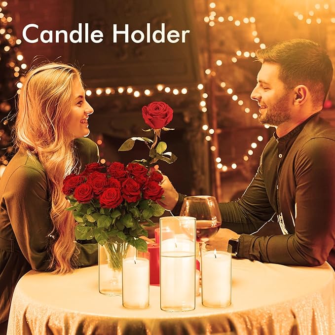 20 Pack Clear Glass Vases for Centerpieces, Cylinder Vase Set, 4,6,8,10,12 Inch Tall Flower Vase for Home Decor, Flower Vase for Table Decorative & Hurricane Floating Candle Holders