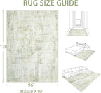 Area Rugs 8x10 Living Room: Washable Rug Modern Abstract Large Rugs Soft Non Slip Neutral Rug Stain Resistant Indoor Carpet for Bedroom Kitchen Dining Room Home Office Rugs(Green Brown,8'x10')
