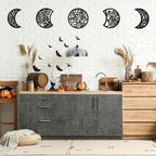 Jetec 5 Pcs Moon Phase Wall Art Decor Wall Pediments Hanging Wooden Moon Phase Spiritual Bedroom Nordic Boho Lunar Aesthetic Art for Living Room Dorm Apartment Bar Ornament(Dark Black,15.75 Inch)