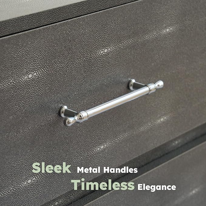 Grey Dresser for Bedroom, 6 Drawer Wood Dresser with Modern Storage Organizer, Wide Chest of Drawers for Clothes, Closet, Living Room