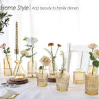 Amber Glass Bud Vases Set of 36, Mini Flower Vase for Centerpieces, Small Clear Vases in Bulk for Wedding Decorations, Vintage Vase for Table, Recepetion, Home Décor