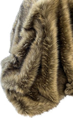 Brown Fur Throw Blanket and Bedspread - Brown Wolf Faux Fur - Light & Dark Brown Faux Fur - Luxury Throw Blanket & Bedspread, Handmade in US, 16406