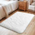 Small Rugs for Bedroom, 2x3 Fluffy Rug, Non-Slip Shag Soft Area Rug, Fuzzy Carpet for Kids Girls Boys, Modern Home Decor Aesthetic, Cream White