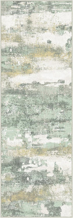 Runner Rug for Hallway Kitchen, 2x6 Machine Washable Runners Rug for Entryway, Light Green Soft Modern Abstract Throw Rugs, Low Pile Floor Carpet with Non Slip Backing