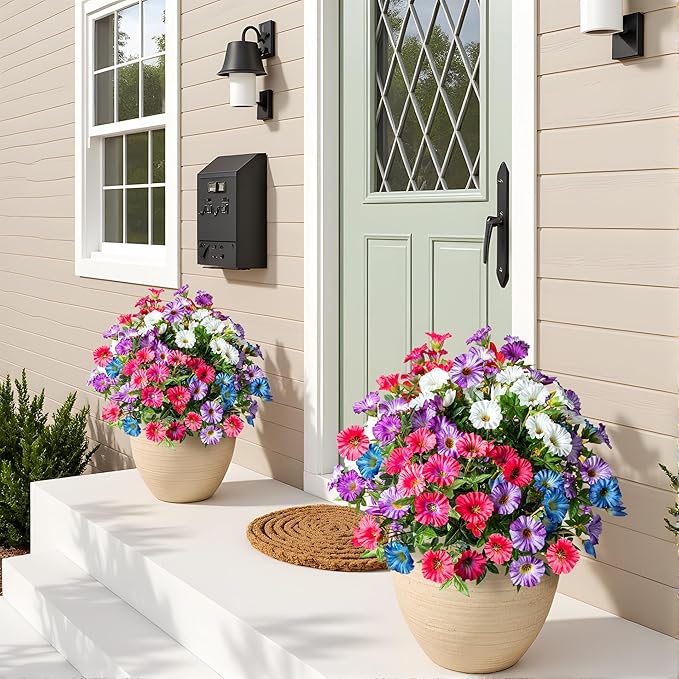 UV Resistant Artificial Petunias 8PCS Fake Flowers Artificial Flowers for Outdoors Silk Flowers Fake Hanging Basket Plants Suitable for Outdoor Porch Decor patio Decor,13.3In,Mixed full color