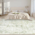Area Rugs 5x7 Living Room: Washable Rug Modern Abstract Rugs Soft Non Slip Neutral Rug Stain Resistant Indoor Carpet for Bedroom Kitchen Dining Room Nursery Home Office Rugs(Green Brown,5'x7')