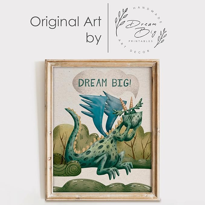 Dragon Art Prints (Set of 4) - Unframed - 11x14 | Wall Art for Enhancing Home or Office Decor | Kid's Room Decor | Living Room Decor | Bedroom Decor | Classroom Decor | Bedroom Wall Art
