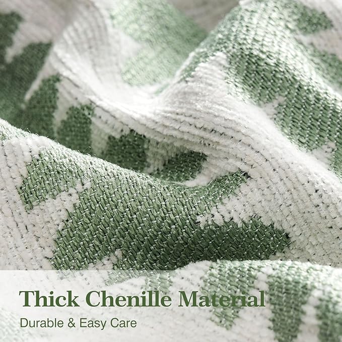 Couch Cover Boho for Dogs Washable Green Couch Covers for 2 Cushion Couch, Chenille Sectional Couch Covers L Shape Sofa Cover, Furniture Protector for Kids, Pets, Green 91" X150"