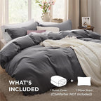 Bedsure Dark Grey Duvet Cover Twin/Twin XL Size - 2 Pieces Prewashed Cotton-Like Extra Soft Bedding Set, Includes 1 Twin Duvet Cover 68x90 Inches with Zipper Closure & 1 Pillow Sham, No Comforter