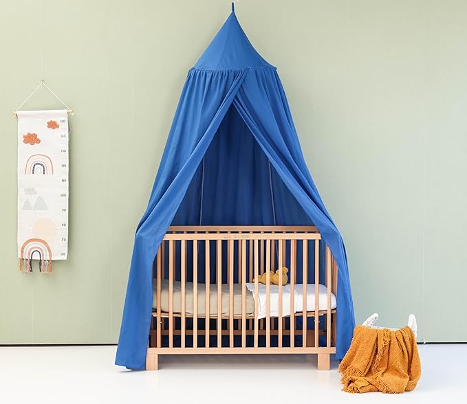 Blue Kids Bed Canopy for Child Bedroom | Nursery Crib Hanging Curtain | Baby Mosquito Net Bedding for Boys Play Room Decoration | Reading Nook Canopies Toddler Dome Tent