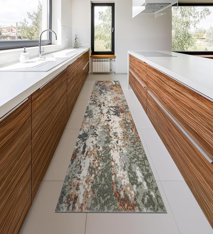 Keen Home Design Area Rugs - 2x14 Non-Shedding, Abstract Rugs for Kitchen, Living Room, Bedroom, Dining Room, Entryway - Size: 2'8" x 14', Multi