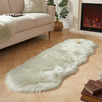 AMTOVO Faux Sheepskin Rug, Light Grey Ultra Soft Fluffy Shag Area Rug, 2 x 6 ft Faux Fur Rug for Bedroom Sofa Throw Cushion Room Decor, Sheepskin