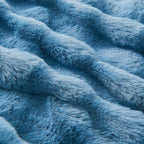 Lotus Karen Faux Fur Throw Blanket Sky Blue - Big Bubble Rabbit Fluff Blanket for Couch Bed Sofa,Softest Fluffy Fuzzy Cozy Blanket,Thick Furry Plush Shaggy Warm Blankets for Women,60x80 Inches
