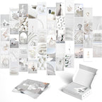 Y2K BOO Elegant White Wall Collage Kit - 50pcs Aesthetic Posters for Room Decor, Perfect Dorm and Bedroom Wall Art, Minimalist and Elegant White Collage Kit for Teen Girls
