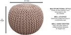 FRELISH DECOR Round Pouf Ottoman Hand Knitted 100% Cotton Pouf Foot Stool - Knitted Bean Bag - Floor Chair for Living Room Bedroom - Foot Rest for Couch (20 Diameter x 14 Height) - Taupe