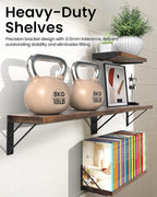 BAYKA Wall Shelves for Bedroom Decor, Floating Wall Shelves for Living Room Kitchen Storage, Wall Mounted Rustic Wood Floating Shelves for Kids Books, Corner Shelf for Bathroom(Rustic Brown，Set of 4)