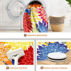 Indoor Outdoor 6FT Round Area Rug Washable Rugs Multicolored Patio Rug Tropical Botanical Modern Floral Indoor Outdoor Round Carpet Non Slip for RV, Pool Deck, Backyard, Porch