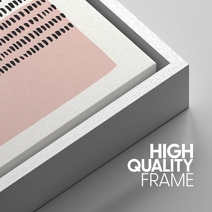 SIGNWIN Framed Canvas Print Wall Art Set Pink Geometric Color Block Collage Abstract Shapes Illustrations Modern Art Contemporary Minimal Ultra for Living Room, Bedroom, Office - 24"x36"x3 White