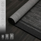 CAMILSON Indoor Outdoor Rug, 5x7 Bordered Dark Grey Black Modern Area Rugs for Indoor and Outdoor Patios, Kitchen and Hallway Mats, Washable Porch Deck Outside Carpet (Bordered Black, 5 x 7)