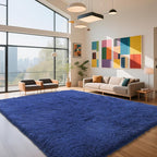 Blue Fluffy Rug Shaggy Area Rug, 8x10 Area Rugs for Girls Bedroom, Big Soft Shaggy Bedside Non-Slip Plush Dorm Nursery Kids Carpet Home Decor Aesthetic