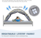 Gray Full Bed Tent for Kids Indoor Fort - Magical Dream Tents for Boys Pop Up Toddler Bed Canopy for Girls Bunk Bed Tent for Top Bunk - Sensory Sleep Pod for Kids Educational