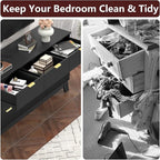 Fluted Black Dresser for Bedroom,9 Drawer Dresser for Closet,57" Wide Storage Cabinet and Chest of Drawers with Gold Handle,TV Stand,Storage Organizer for Living Room,Hallway,Entryway