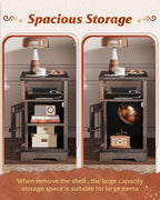 WLIVE Farmhouse End Table with Charging Station, Narrow Side Table for Living Room, Night Stand with Storage , Small Wooden Cabinet with USB Ports and Outlets for Bedroom, 23.62"D x 13.98"W x 23.7"H