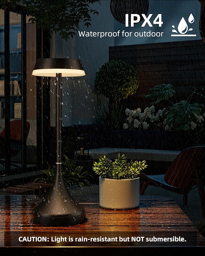 EZVALO Cordless Table Lamps Rechargeable, Portable 6000mAh Battery Operated Table Lamp, 3 Color & RGB Lighting Stepless Dimming Waterproof Table Light for Outdoor/Dinner/Restaurant/Patio/Bar(1 Pcs)