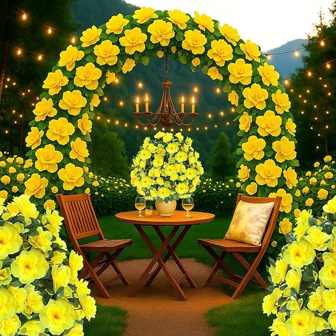 Artificial Boxwood Topiary Ball Trees with Ground Spikes UV Resistant Faux Greenery Shrubs Fake Shrubs for Outdoors, Realistic Faux Plants Bushes for Garden Porch Yard Patio Decor (Yellow)