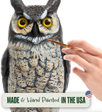 Dalen Large Fake Owl Decoy to Scare Birds Away - Garden Scarecrow Provides Natural Pest Control - 16" Tall - Great Horned Owl