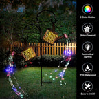 Merear Solar Watering Can Lights Outdoor with 8 Multi-Color Changing Modes, IP65 Waterproof Landscape Light Garden Decor, One Pole Two Lights Outside Decorations for Lawn, Backyard, Patio, Chrismas