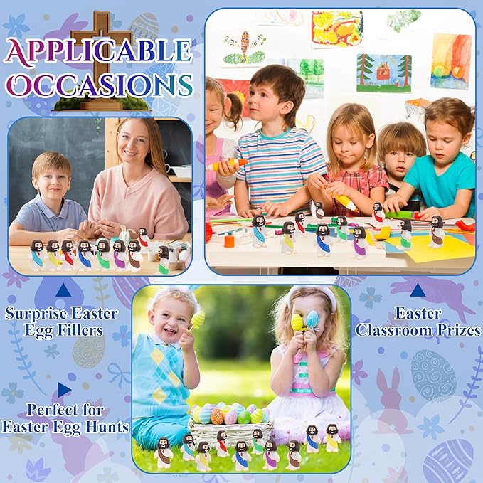 50 Pcs Baby Jesus Figures Mini Jesus Figurines in Bulk Original Design Tiny Miniature Jesus Figures for Hide and Seek, Religious Party Favors, Sunday School, Baptism Gift, Easter Egg Stuffers