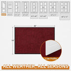 Mibao Front Door Mat, Dirt Trapper Welcome Mat for Outdoor Indoor, Non-Slip Waterproof Doormat, Durable Machine Washable Low Profile Entry Rug for Back Door Outside Patio Porch, 30" x 18", Red