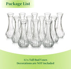 Glass Bud Vase Set of 12 - Hewory Small Vases for Flowers, Clear Bud Vases in Bulk, Cute Glass Vases for Centerpieces, Mini Floral Vase for Wedding, Events, Home Decor, Table Centerpiece