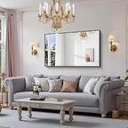 YIROMAN Bathroom Mirror 50"x30", Large Matte Black Bathroom Mirror for Over Sink with Aluminum Frame, Rectangular Vanity Mirror with Right Angle, Wall Mirror Hangs Horizontal or Vertical, Shatterproof