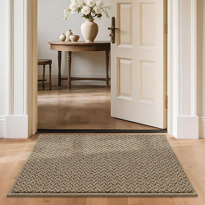 COSY HOMEER-Door-Mat 24"x36" Non Slip Absorbent Entryway Rugs Dirt Trapper Doormats Washable Entrance Mats Low Pile Welcome Floor Mat for Front Back Door and Entry Mats,Taupe