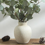 Ceramic Flower Vase Home Decor - Small Farmhouse Table Vases Rustic Vintage Living Room Kitchen Bedroom Decorations for House Book Shelf Office Coffee Desk Dining Fireplace (6" Rustic)