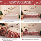 Chenille Armchair Sofa Slipcover Washable Furniture Protector Recliner Couch Cover 1-Piece Cushion Stain Resistant Chair Cover Soft Breathable Couch Cover Blanket, Red Plaid 71"x 165"