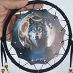 Remorelt Wolf Eagle Bear Dream Catcher Bedroom Wall Decor, Christmas Home Decoration, Room Accessory, White Moon Feather Decoration - Unique Home Craft Wall Pendant (DC24 6Inch Wolf W/Moon)