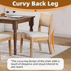 Westice Rattan Dining Chairs Set of 4, Farmhouse Natural Dining Room Chairs with Upholstered Cushion, Wood Armless Chairs for Kitchen/Restaurant